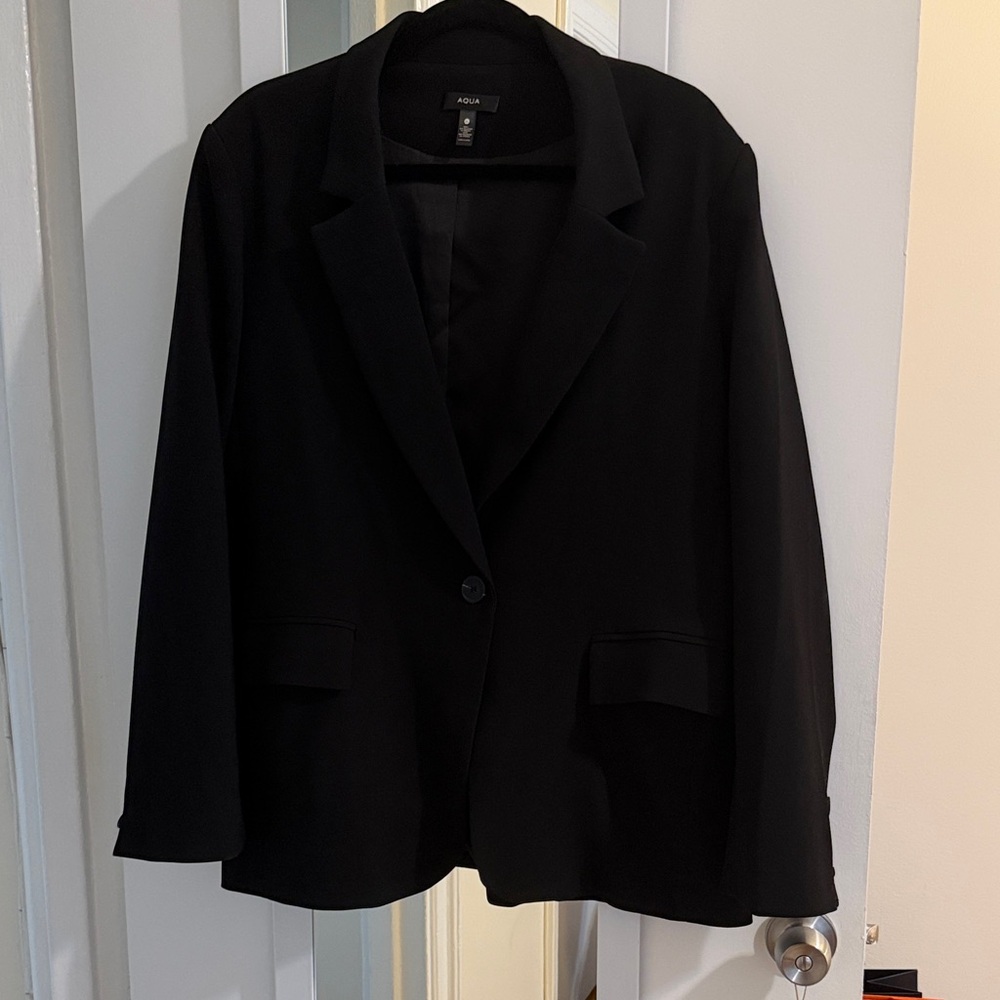 Aqua Black Oversized Blazer